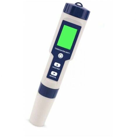 Medidor de pH electrónico 5 en 1, probador de calidad del agua para medir pH, TDS y CE, salinidad y temperatura con pantalla LCD para agua potable, acuario, piscina, etc.