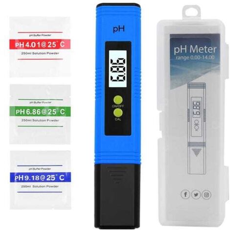 Medidor de pH para agua, rango de medición 0-14, alta precisión 0.01, apto para agua hidropónica doméstica, color azul.