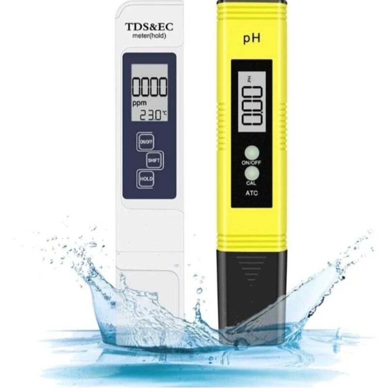 Alovez - Medidor de pH para piscinas, medidor electrónico 4 en 1 de pH y tds, medidor de calidad del agua, temperatura con pantalla lcd, para agua