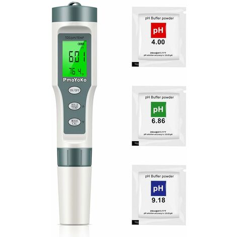 Medidor de pH/TDS con probador de pH ATC, probador de tipo bolígrafo 3 en 1 de alta precisión de resolución 0,01, probador de agua para agua, vino, spas y acuarios
