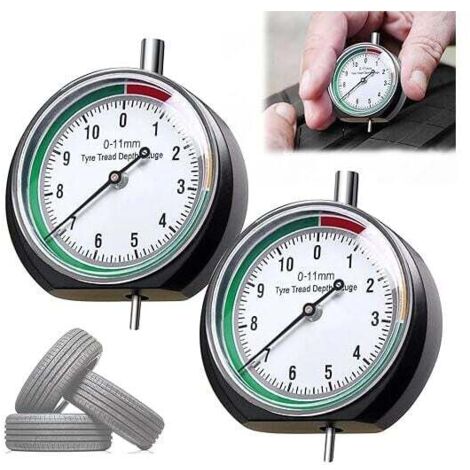 Medidor de profundidad de neumáticos KZQ, paquete de 2, medidor de profundidad de neumáticos profesional, medidor de profundidad de banda de rodadura portátil, rango de medición de 0 a 11 mm, para aut