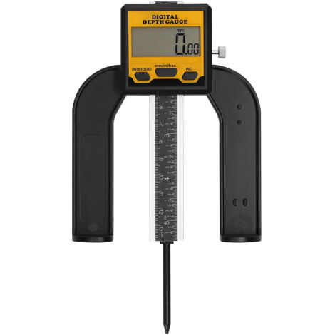 Medidor de profundidad digital de 0-80 mm para carpintería, medidor de altura para sierra circular, pantalla LCD, 3 unidades, apagado automático, base magnética.