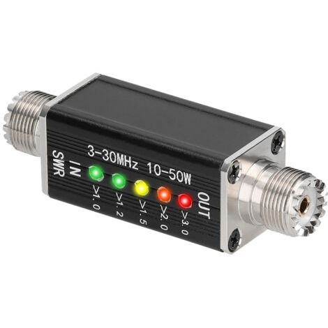 Medidor de ROE LED, indicador de onda estacionaria (ROE) para onda corta de 3 a 30 MHz, con 5 LED e interfaz M hembra.