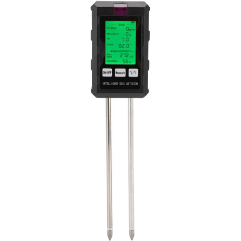 Medidor de suelo digital 6 en 1: mide la humedad, el pH, la fertilidad, la temperatura, la luz y la humedad ambiental, con retroiluminación para el jardín y las plantas.