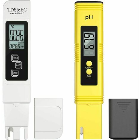 Medidor de TDS y PH, medidor de PH de pluma de alta precisión 0.01ph +/- 2% PH/TDS/EC/temperatura Precisión de medición 4 en 1 probador de agua para agua potable en interiores hidroponía piscina acuar