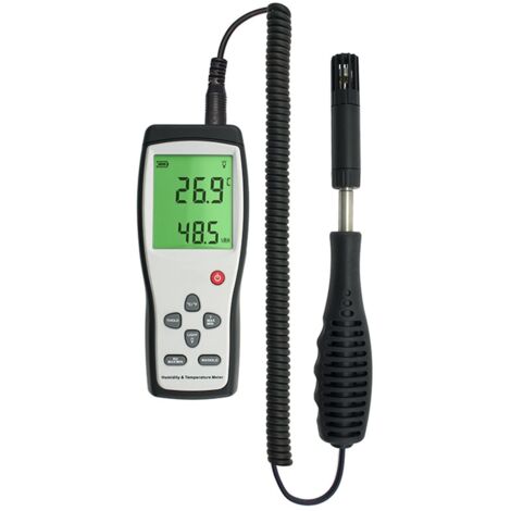 Medidor de temperatura y humedad, termómetro e higrómetro digital, pantalla dual grande, conversión de unidades ℃/F, apagado manual/automático.