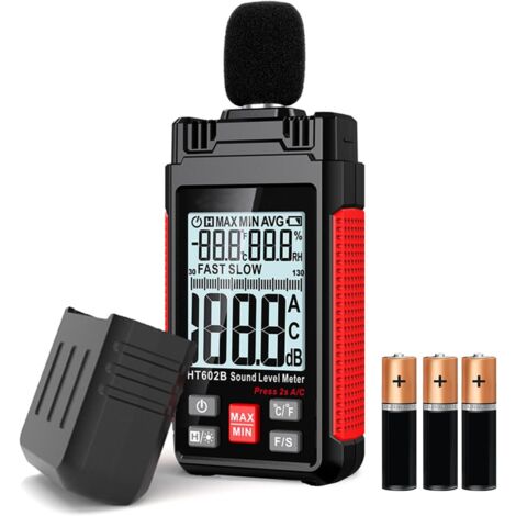 Medidor Decibelios Medidor Nivel Sonido con A/C ponderada Retención Datos MAX/MIN Medidor Medición Ruido para el Hogar Escuela Vecino Ruidoso Rango Fábrica 30-130dB
