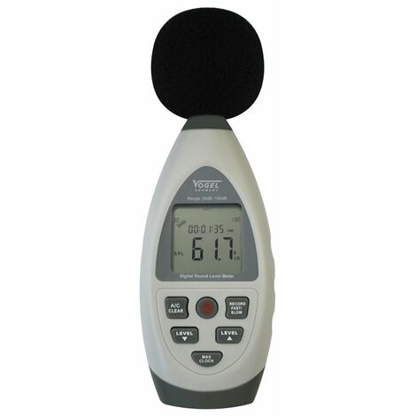 Medidor del nivel de sonido electrónico digital, Rango de medición dBA/dBC: 30-80/ 50-100/ 60-110/ 80-130 Vogel