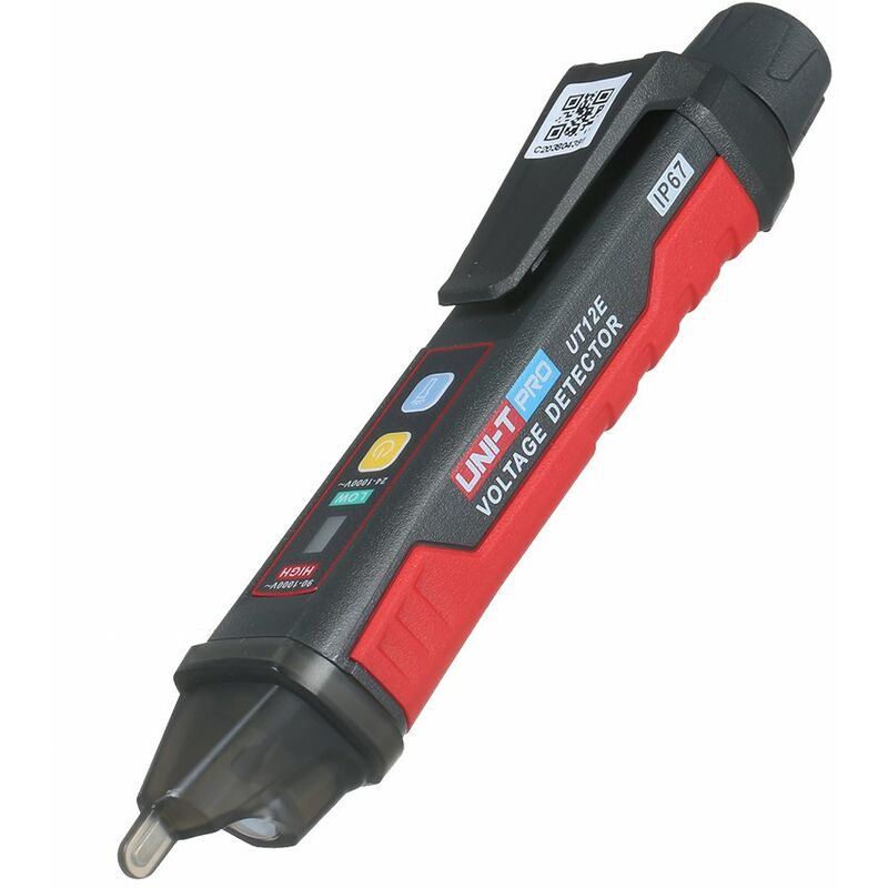 

UNI-T UT12E Medidor detector de voltaje de CA, boligrafo probador portatil sin contacto de 24 V-1000 V, lapiz de prueba electrico de corriente de