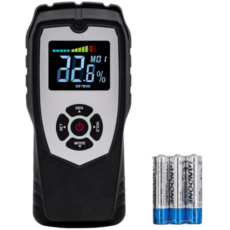Medidor digital de humedad para madera, 4 modos y pantalla LCD retroiluminada, para medir la humedad en placas de yeso, mampostería, madera y materiales de construcción.