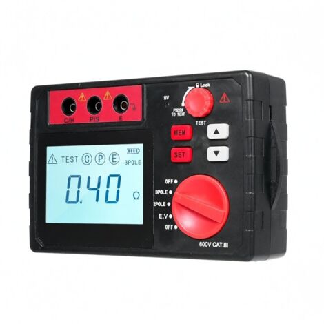 Medidor digital de resistencia de tierra, detector de resistencia de aislamiento de 200 Ω, medición de resistencia de tierra, voltaje CA de hasta 600 V, pantalla retroiluminada
