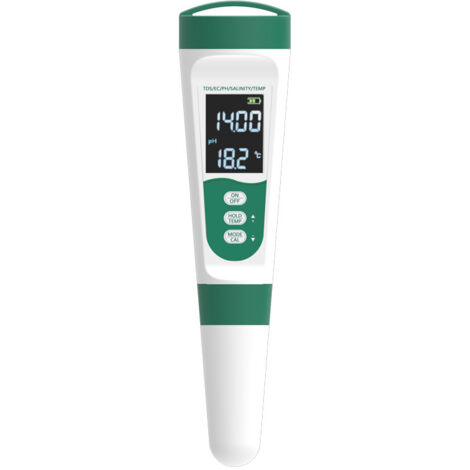 Medidor electrónico de pH, kit de prueba para piscinas 5 en 1, medidor de pH/TDS/EC/Salinidad/Temperatura, pantalla retroiluminada VA, medidor de salinidad para piscinas, para agua potable, acuarios y