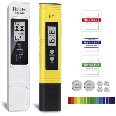 Medidor electrónico de pH, TDS, pH, CE, temperatura, kit 4 en 1 para piscinas, acuarios, sistemas de ósmosis inversa y laboratorios.