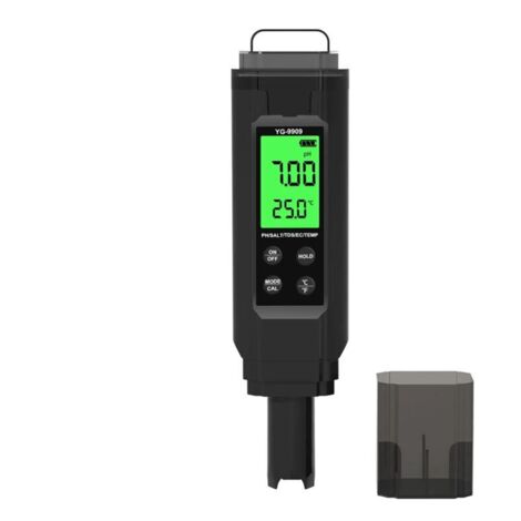 Medidor portátil 5 en 1 para la calidad del agua del acuario: lápiz medidor de pH, TDS, EC, temperatura y salinidad