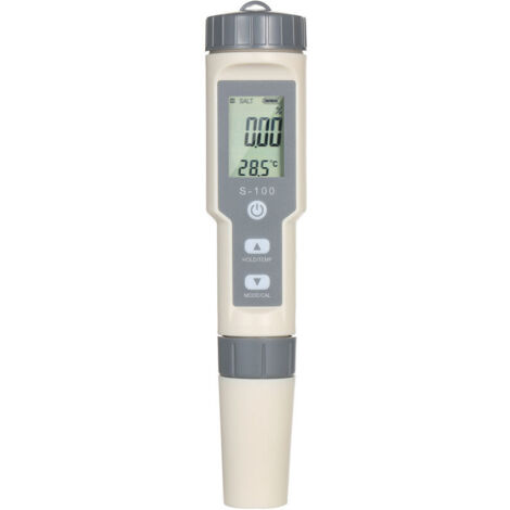 Medidor portátil de calidad del agua tipo bolígrafo 4 en 1: Salinidad/EC/TDS/Temperatura. Medidor multifuncional con función ATC y conversión de temperatura (℃/℉).