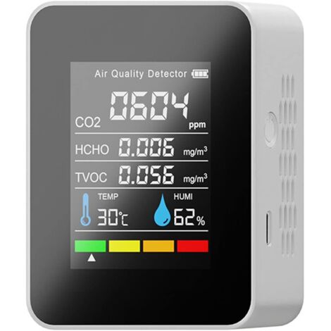 Medidor preciso de calidad del aire para CO2, formaldehído, COVT, temperatura, humedad, detector multifuncional de gases en el aire