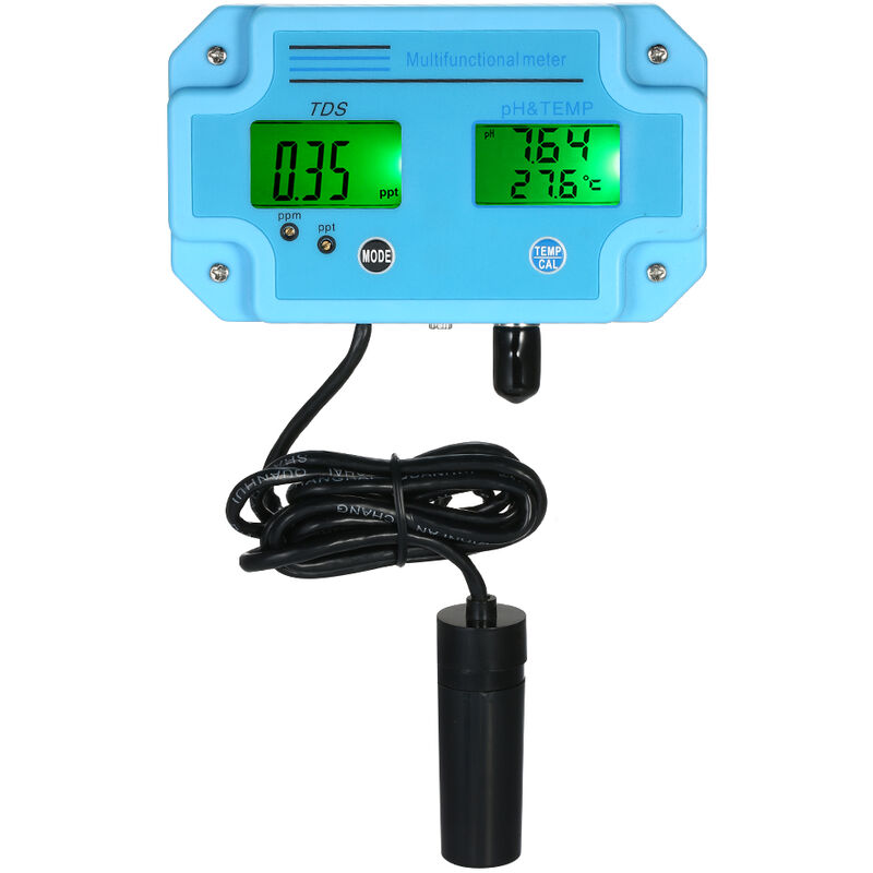 

Happyshopping - Medidor profesional 3 en 1 de pH / TDS / TEMP, detector de agua multiparametro LCD digital Tri-Meter