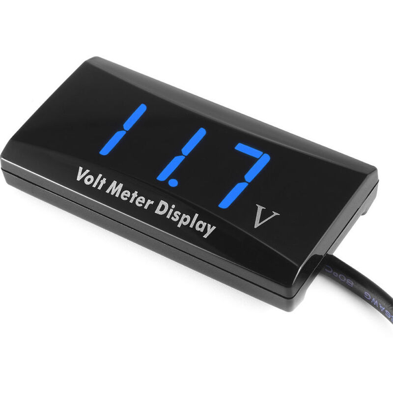 

Asupermall - Medidor voltimetro digital de voltaje de 12V LED Digital Display del metro del panel de la motocicleta del coche, azul