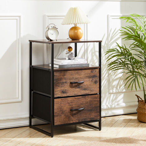 Medieval Style Wooden Storage Cabinet with Two Drawers