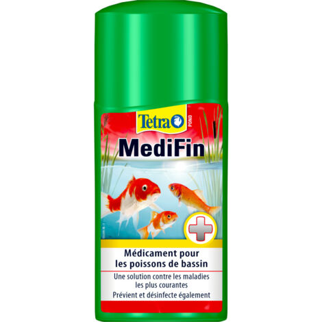 MediFin 500 ml traitement à large spectre pour poissons de bassin – Efficace contre parasites et infections – Désinfecte l'eau – Tetra