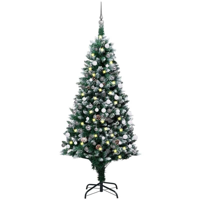 

Medio árbol de Navidad artificial con LED, bola y piñas 180 cm