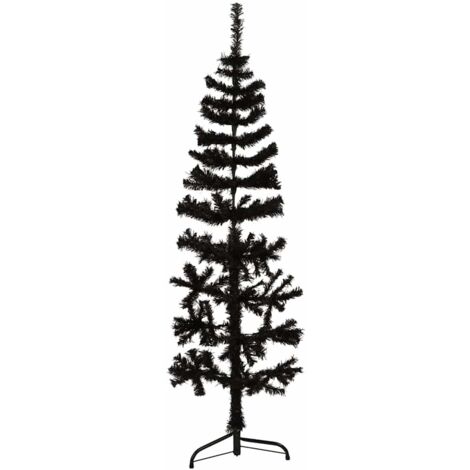 Medio árbol de Navidad artificial con soporte negro 150 cm