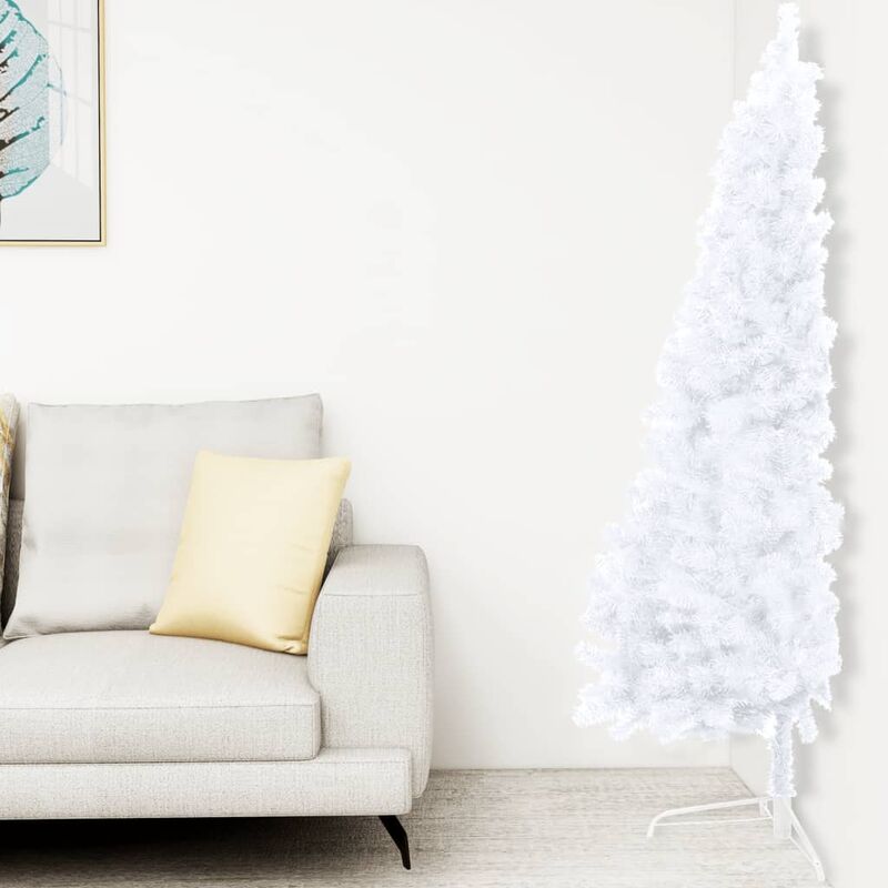 

Medio árbol de Navidad artificial con soporte PVC blanco 120 cm