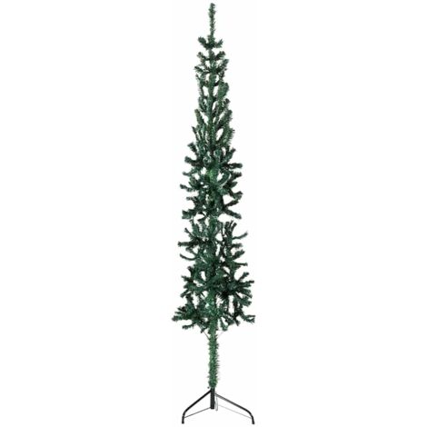 Medio árbol de Navidad artificial con soporte verde 180 cm