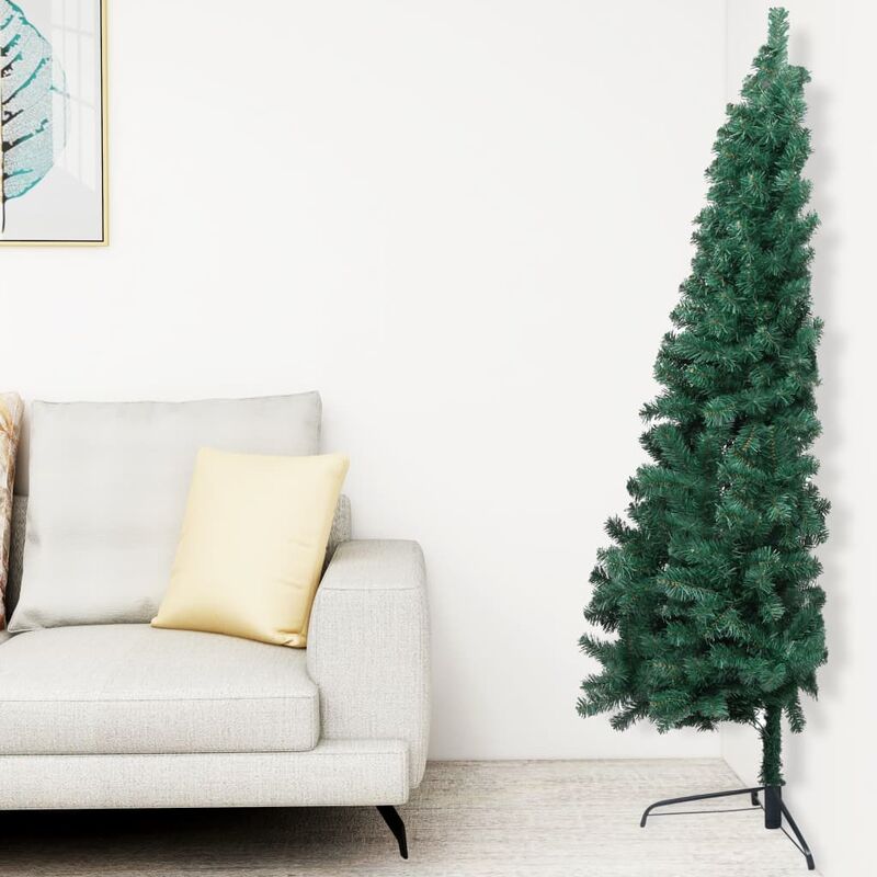 

Medio árbol de Navidad artificial con soporte verde PVC 180 cm