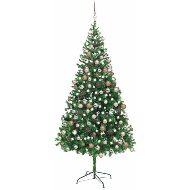 

Medio arbol de Navidad artificial LED bolas 910 ramas 210 cm