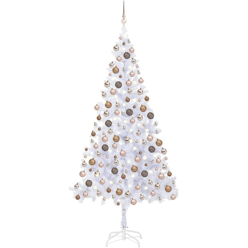 

Medio arbol de Navidad artificial LED bolas 910 ramas 210 cm
