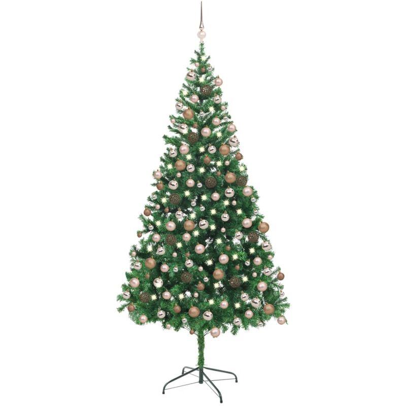 

Medio árbol de Navidad artificial LED bolas 910 ramas 210 cm