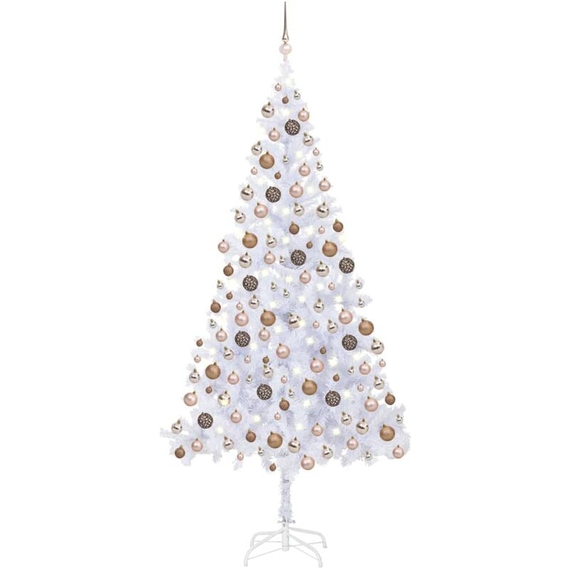 

Medio árbol de Navidad artificial LED bolas 910 ramas 210 cm