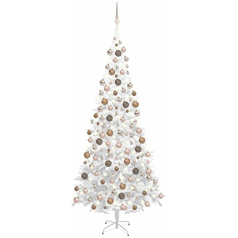 

Happyshopping - Medio arbol de Navidad artificial LED bolas L blanco 240 cm