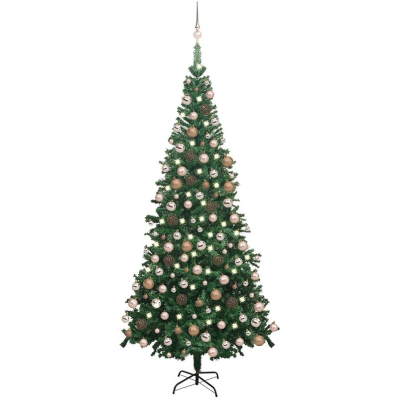 

Medio árbol de Navidad artificial LED bolas L verde 240 cm