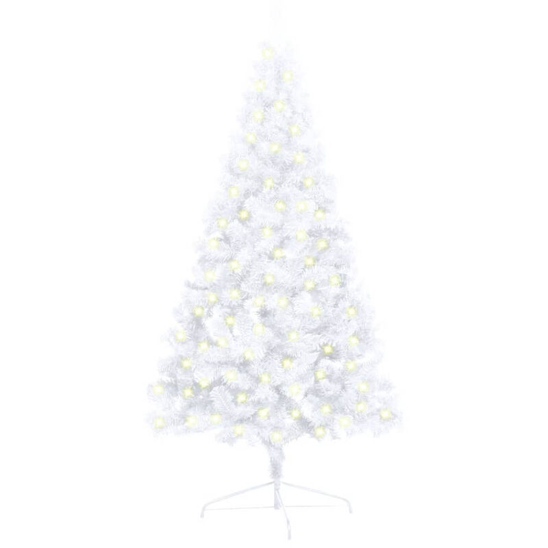 

Happyshopping - Medio arbol de Navidad artificial LED soporte PVC blanco 120cm