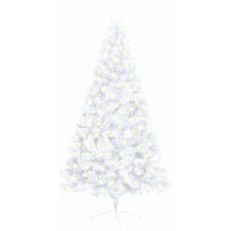 

Medio arbol de Navidad artificial LED soporte PVC blanco 150 cm