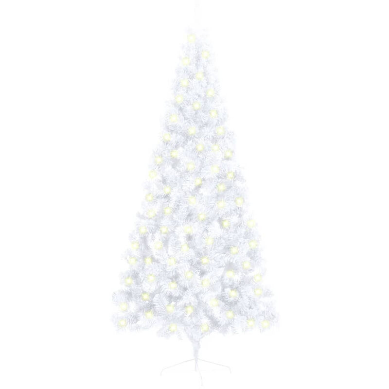 

Happyshopping - Medio arbol de Navidad artificial LED soporte PVC blanco 180 cm