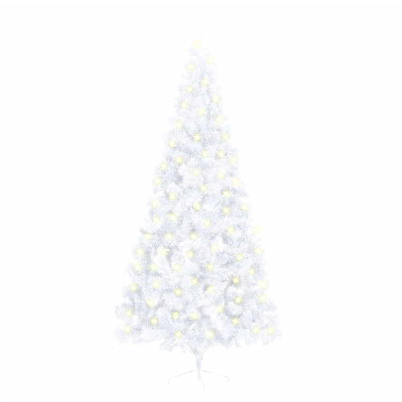 

Medio arbol de Navidad artificial LED soporte PVC blanco 210 cm