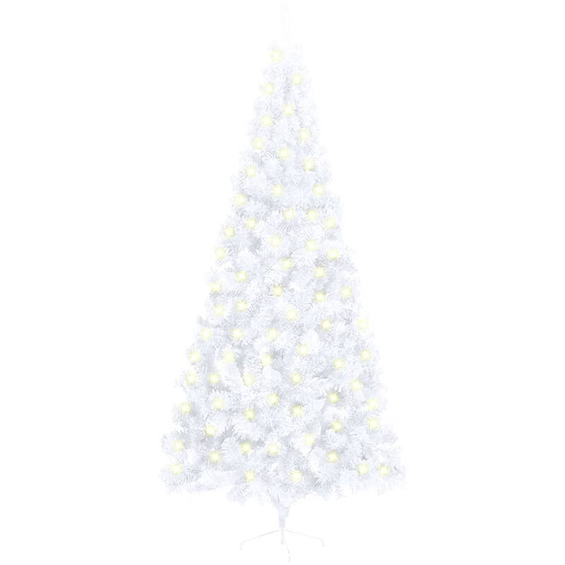 

Happyshopping - Medio arbol de Navidad artificial LED soporte PVC blanco 240 cm