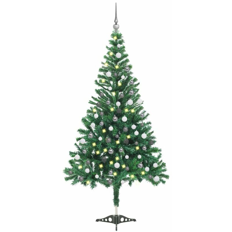 

Medio arbol de Navidad artificial LED y bolas 230 ramas 120 cm