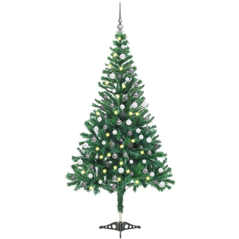 

Medio árbol de Navidad artificial LED y bolas 230 ramas 120 cm