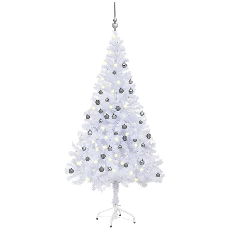 

Medio árbol de Navidad artificial LED y bolas 230 ramas 120 cm