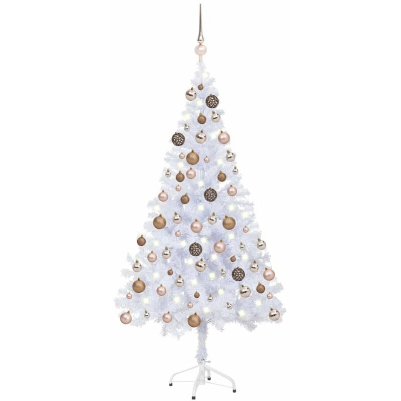 

Medio arbol de Navidad artificial LED y bolas 380 ramas 150 cm