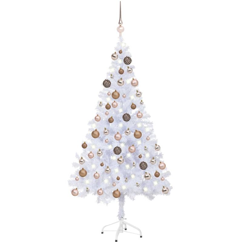 

Medio árbol de Navidad artificial LED y bolas 380 ramas 150 cm