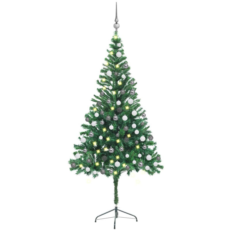 

Medio arbol de Navidad artificial LED y bolas 564 ramas 180 cm