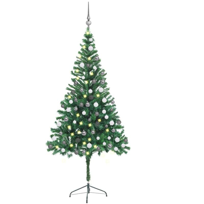 

Medio árbol de Navidad artificial LED y bolas 564 ramas 180 cm