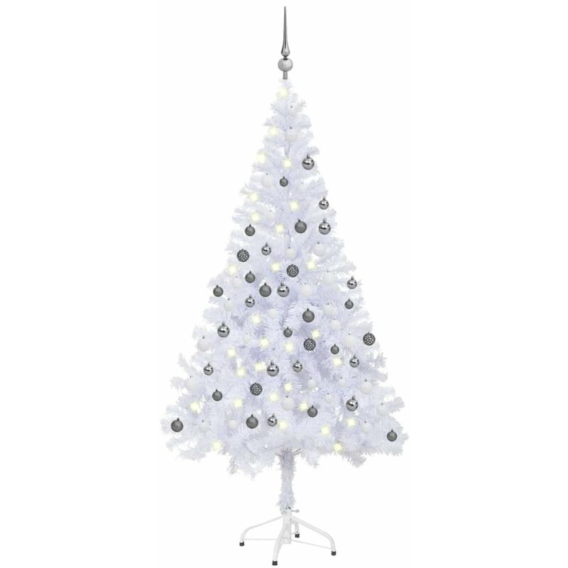 

Medio arbol de Navidad artificial LED y bolas 620 ramas 180 cm