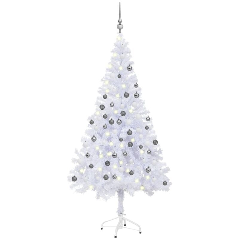 

Medio árbol de Navidad artificial LED y bolas 620 ramas 180 cm