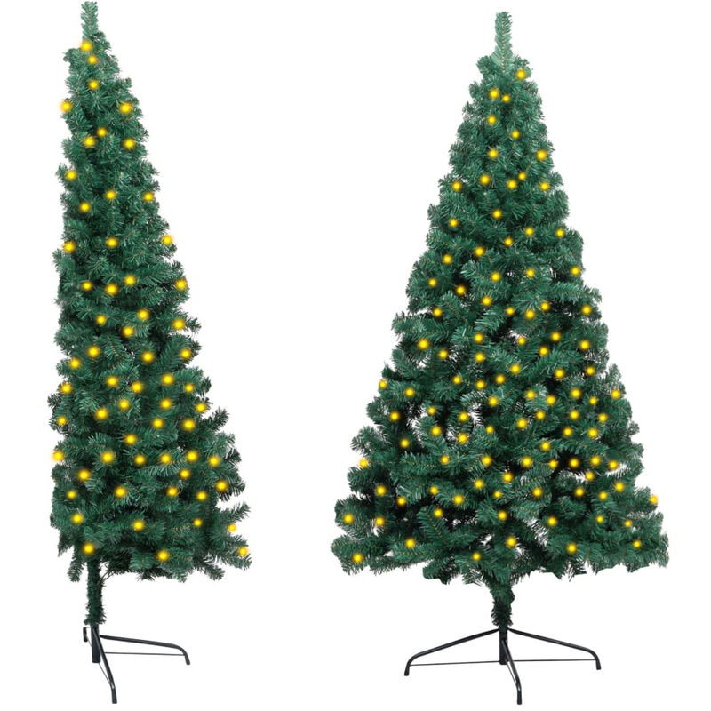 

Happyshopping - Medio arbol Navidad artificial LED y soporte PVC verde 150 cm